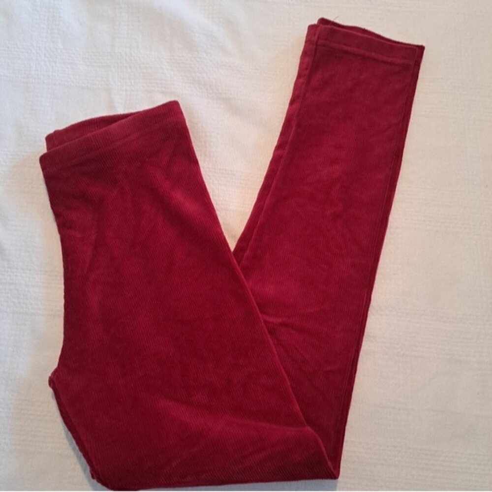 Gymboree girls size 9 dark red ribbed leggings elastic waist VGUC
